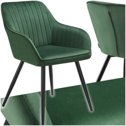 Chaise de salle à manger en velours matelassée et capitonnée  vert foncé/noir - TU