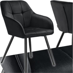 Chaise marilyn en velours rembourrée matelassé avec dossier continu noir -