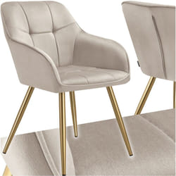 Tectake - Chaise marilyn aspect velours capitonné de salle à manger avec taupe/doré -