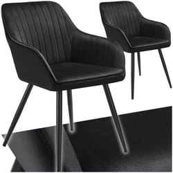 Chaise de salle à manger en velours matelassée et capitonnée Lot de 2 noir/noir