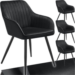 Tectake - Chaise marilyn en velours Lot 4 chaises de salle à manger matelassées noir -
