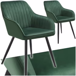 Chaise de salle à manger en velours matelassée et capitonnée Lot de 2 vert foncé/noir - TU