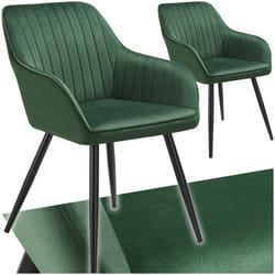 Chaise de salle à manger en velours matelassée et capitonnée Lot de 2 vert foncé/noir - TU