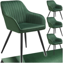 Chaise de salle à manger en velours matelassée et capitonnée Lot de 4 vert foncé/noir - TU