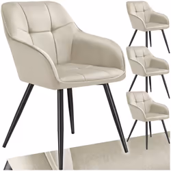 Chaise de salle à manger rembourrée et en velours matelassé Lot de 4 crème/noir