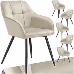 Chaise de salle à manger rembourrée et en velours matelassé Lot de 6 crème/noir