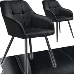 Chaise de salle à manger rembourrée et en velours matelassé Lot de 2 noir/noir