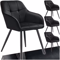 Chaise de salle à manger rembourrée et en velours matelassé Lot de 4 noir/noir