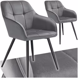 Chaise de salle à manger rembourrée et en velours matelassé Lot de 2 gris/noir