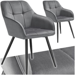 Chaise de salle à manger rembourrée et en velours matelassé Lot de 2 gris/noir