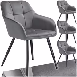 Chaise de salle à manger rembourrée et en velours matelassé Lot de 4 gris/noir