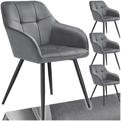 Chaise de salle à manger rembourrée et en velours matelassé Lot de 4 gris/noir