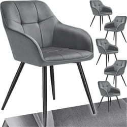 Chaise de salle à manger rembourrée et en velours matelassé Lot de 6 gris/noir