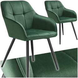 Chaise de salle à manger rembourrée et en velours matelassé Lot de 2 vert foncé/noir