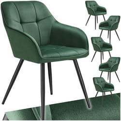 Chaise de salle à manger rembourrée et en velours matelassé Lot de 6 vert foncé/noir
