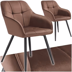Chaise de salle à manger rembourrée et en velours matelassé Lot de 2 brun-noir