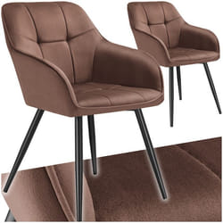 Chaise de salle à manger rembourrée et en velours matelassé Lot de 2 brun-noir