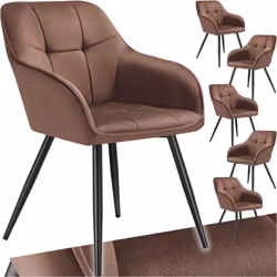 Chaise de salle à manger rembourrée et en velours matelassé Lot de 6 brun-noir
