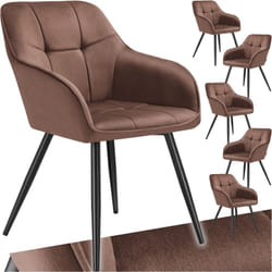Chaise de salle à manger rembourrée et en velours matelassé Lot de 6 brun-noir