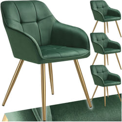 Chaise marilyn aspect velours capitonné Lot 4 chaises de salle à manger avec vert/or -