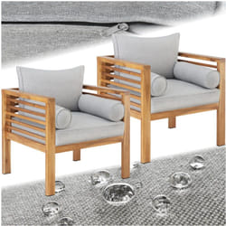 Tectake - Fauteuil de jardin avec structure en bois lasuré épaisseur du coussin d'assise 12 cm