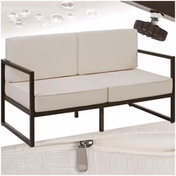 Canapé lounge de jardin épaisseur du rembourrage de l'assise 14 cm marron/beige