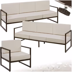 Salon de jardin pour 7 personnes avec une épaisseur d'assise de 14 cm  marron/beige
