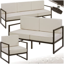 Salon de jardin pour 6 personnes avec une épaisseur d'assise de 14 cm  marron/beige