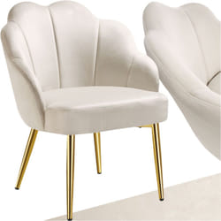 Fauteuil cocktail hellen rembourré avec revêtement en velours crème/or -
