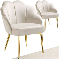 Fauteuil cocktail rembourré en velours Lot de 2 crème/or - TU
