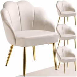Fauteuil cocktail rembourré en velours Lot de 4 crème/or - TU
