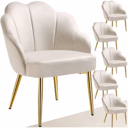 Fauteuil cocktail rembourré en velours Lot de 6 crème/or - TU
