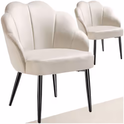 Fauteuil cocktail rembourré en velours Lot de 2 crème/noir