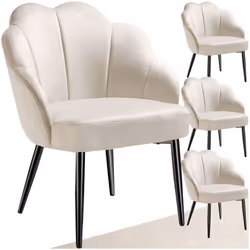 Fauteuil cocktail rembourré en velours Lot de 4 crème/noir