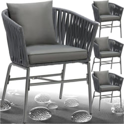 Tectake - Ensemble de chaises au design corde tressée housses en polyester amovibles