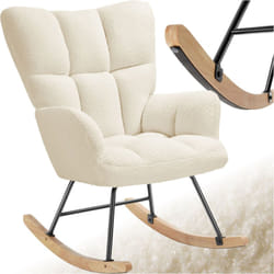 Fauteuil à bascule Rembourré avec revêtement en tissu bouclé grand dossier