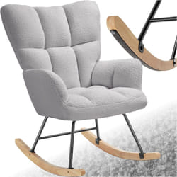 Fauteuil à bascule Rembourré avec revêtement en tissu bouclé matelassé grand dossier