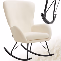 Fauteuil à bascule Rembourrage épais avec revêtement en tissu bouclé  crème/noir