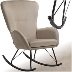 Fauteuil à bascule Rembourrage épais avec revêtement en velours  noir/beige