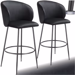 Chaise de bar en velours rembourré Ensemble de 2 noir/noir