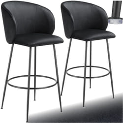 Chaise de bar en velours rembourré Ensemble de 2 noir/noir