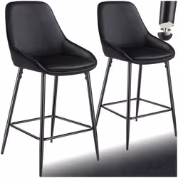 Chaise de bar rembourrée avec une housse douce Ensemble de 2 pièces Aspect velours noir/noir