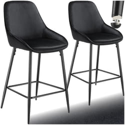 Chaise de bar rembourrée avec une housse douce Ensemble de 2 pièces Aspect velours noir/noir