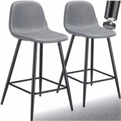 Chaise de bar en tissu résistant et rembourré Ensemble de 2 pièces gris foncé-noir