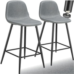 Chaise de bar en tissu résistant et rembourré Ensemble de 2 pièces gris foncé-noir