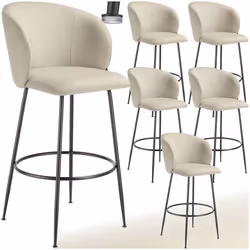 Chaise de bar en velours rembourré Lot de 6 crème/noir