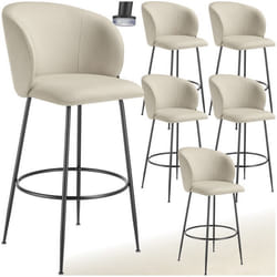 Chaise de bar en velours rembourré Lot de 6 crème/noir