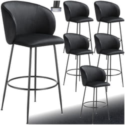 Chaise de bar en velours rembourré Ensemble de 6 pièces noir/noir
