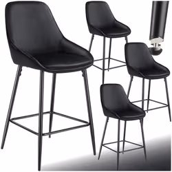 Chaise de bar rembourrée avec une housse douce Ensemble de 4 pièces Aspect velours noir/noir