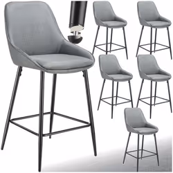 Chaise de bar rembourrée avec une housse douce Ensemble de 6 pièces Tissu gris/noir